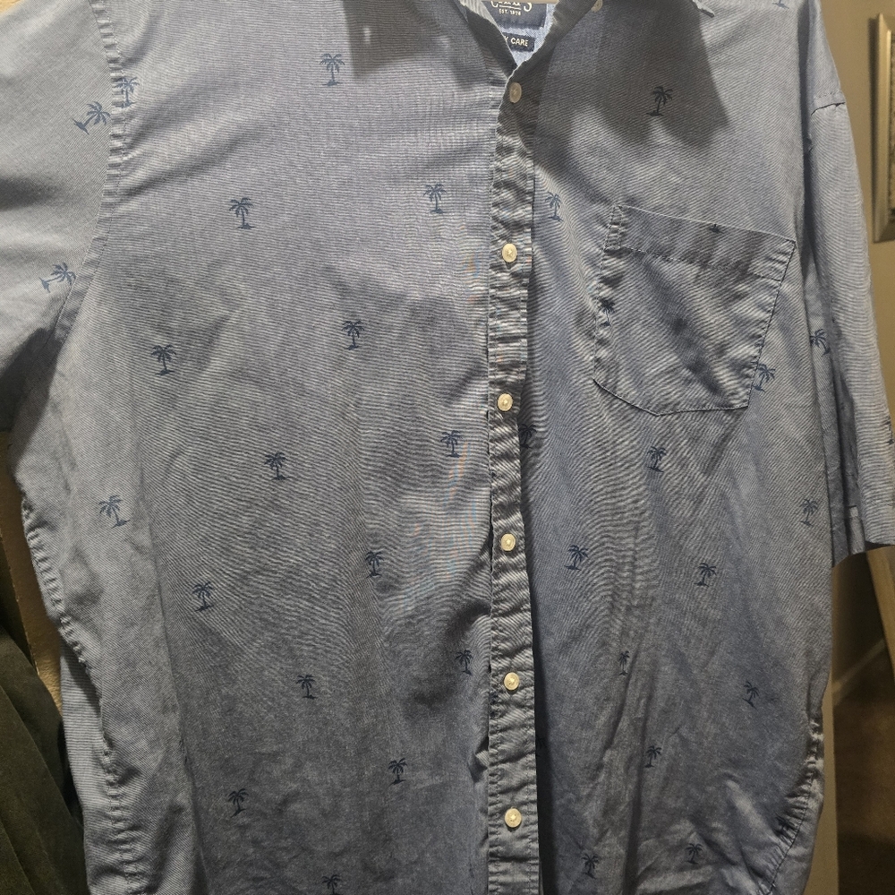 CHAPS Men's XXL Blue Short Sleeve Palm Tree Print